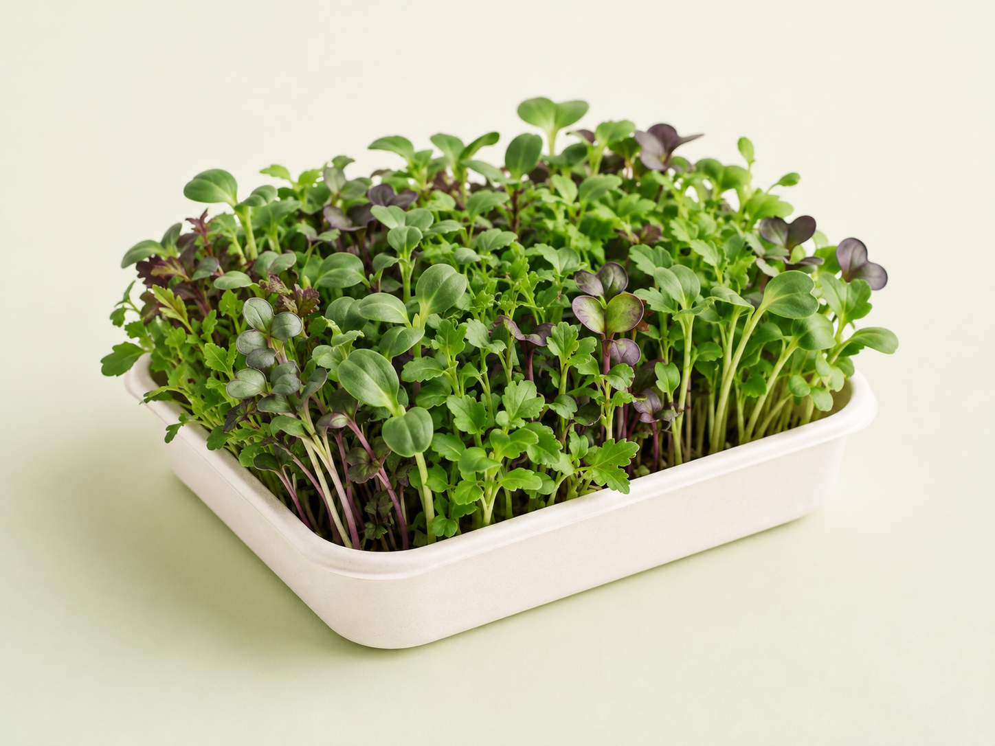 A fresh mix of Kibo Bowl microgreens
